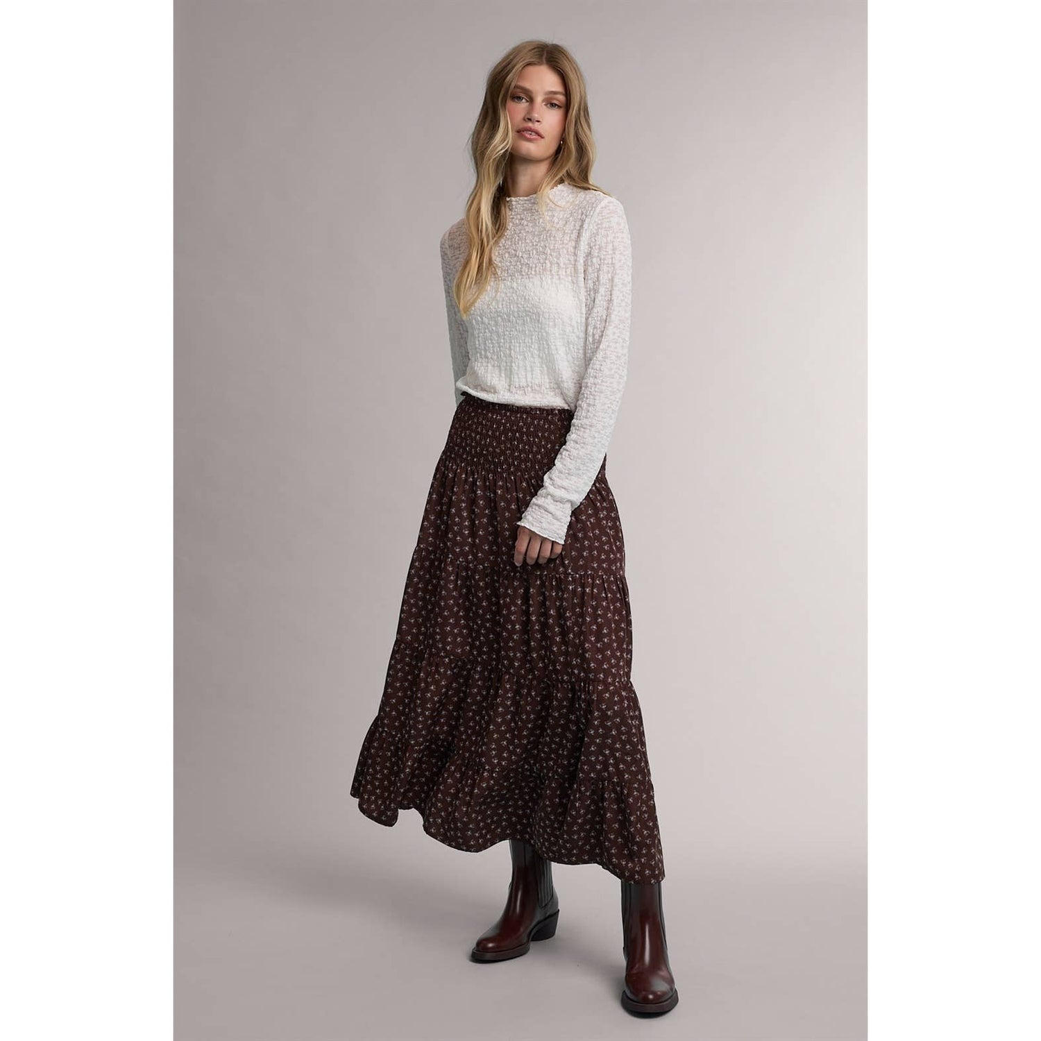 Ditsy Womens Floral Midi Skirt