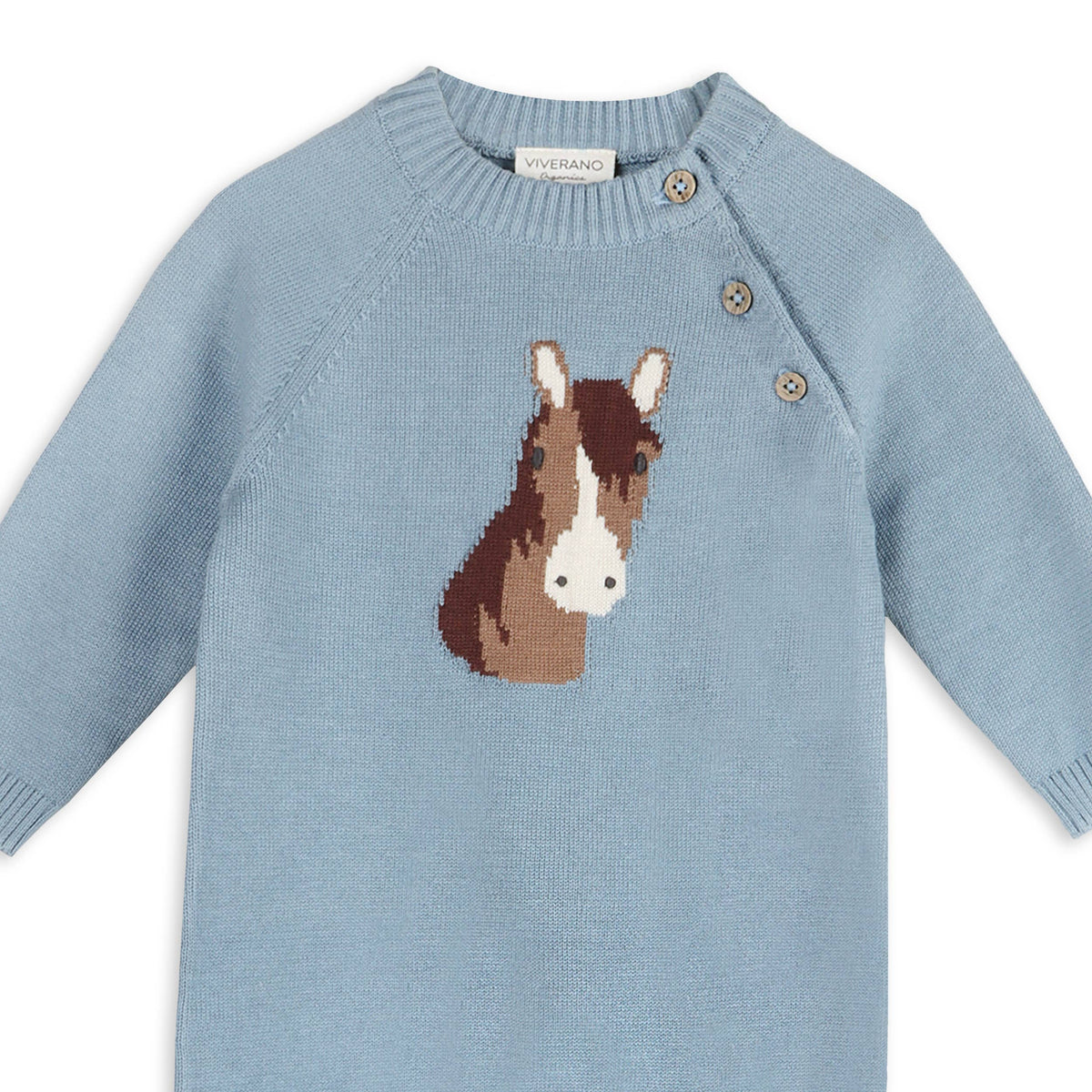 Horse Face Jacquard Knit Baby Jumpsuit