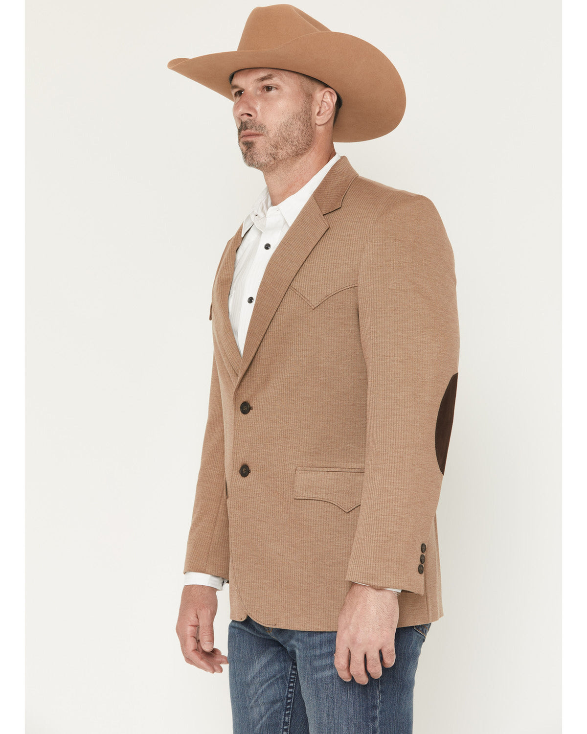 Circle S Mens Plano Sportcoat Americano Brown tailored two button silhouette with lapel collar western clothing Kamas