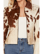 Cripple Creek Womens Genuine Cowhide Zip Up Jacket two welt handwarmer pockets and lined interior ranch wear