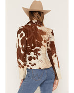 Cripple Creek Womens Genuine Cowhide Zip Up Jacket one of a kind hide pattern for rodeo and everyday wear Park City Kamas