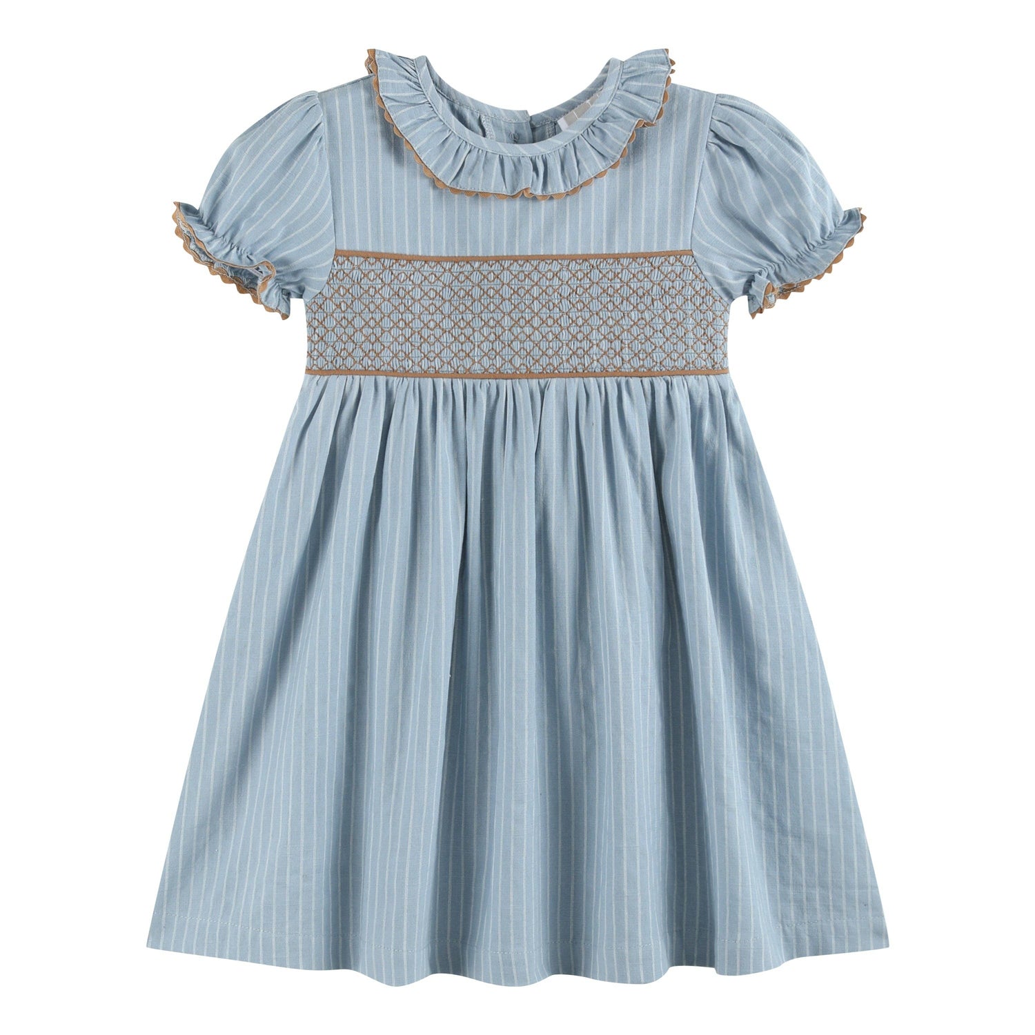 Fran Blue Pinstripe Smocked Dress Ballerina Farm kids dresses at Boltranchstore.com free shipping