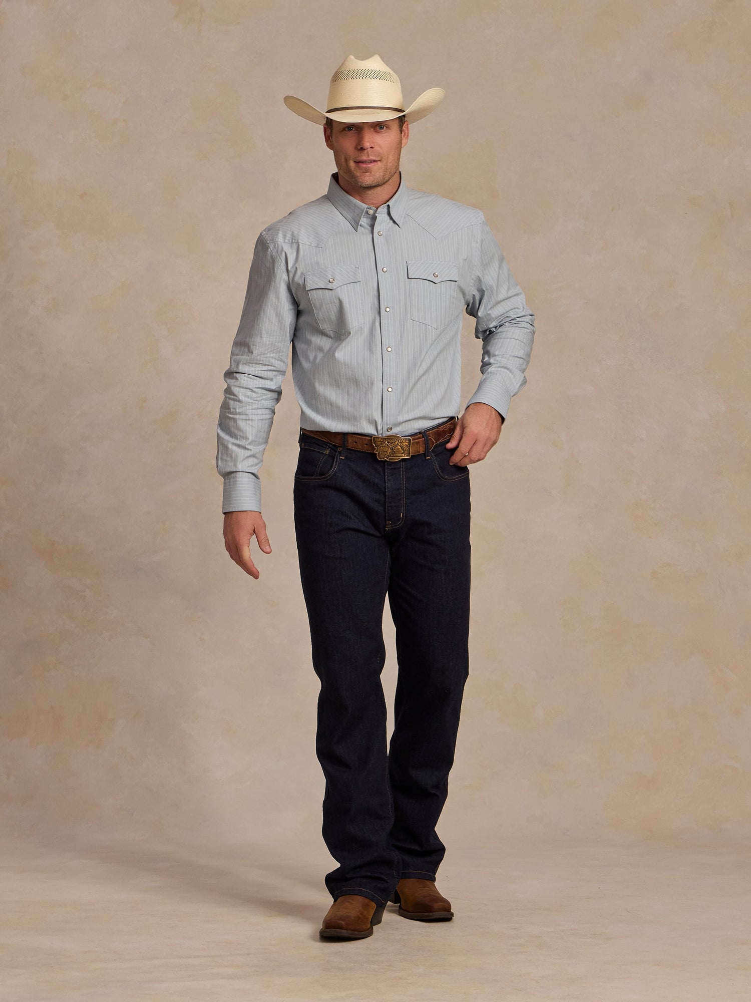 Schaefer Mens Classic Western Button Down with Snaps Helotes