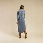 The Sendero Annie Pearl Snap Shirtdress back womens western denim fashion style clothing traditional Boltranchstore.com 