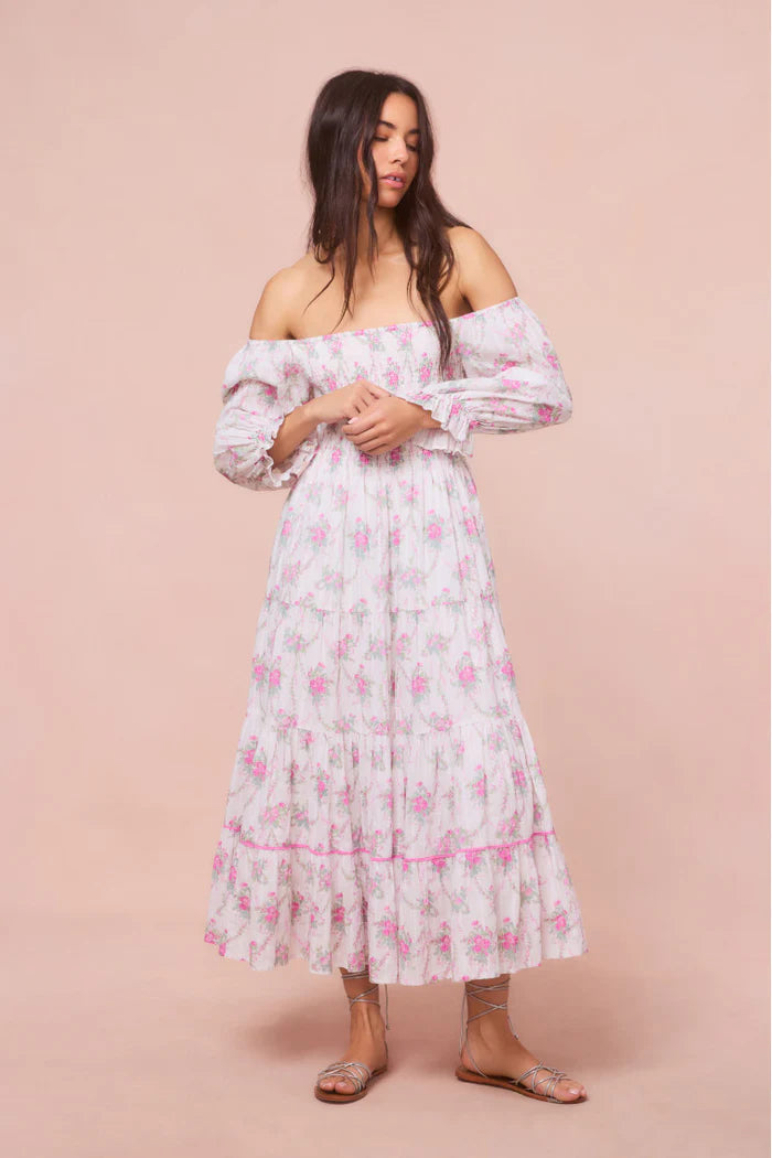 LoveShackFancy Rigby Floral Midi Dress