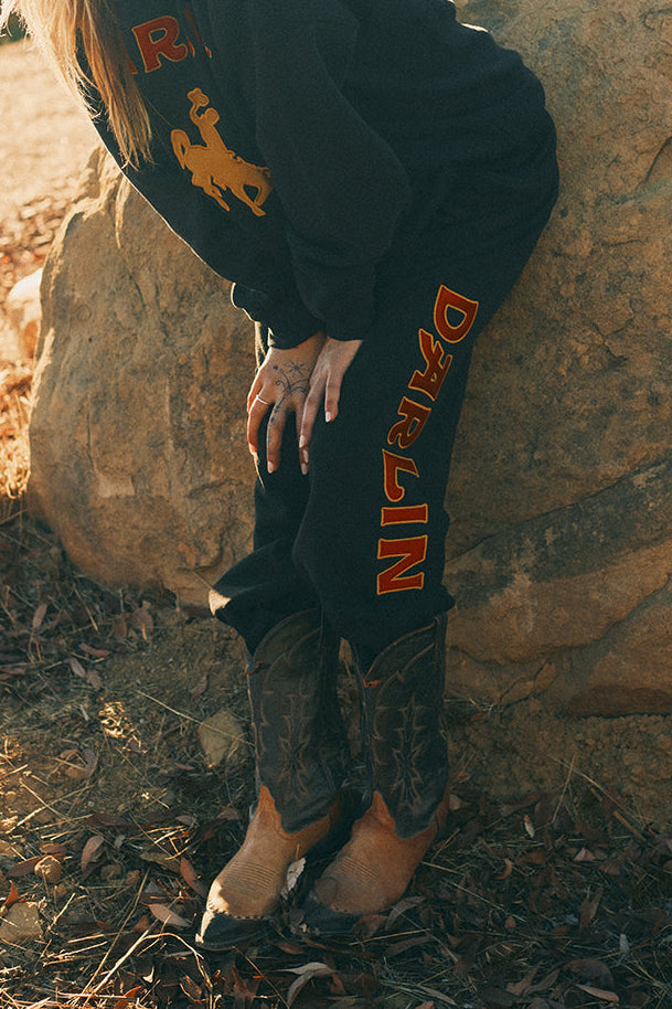 darlin wild horse sweatpants black womens loungewear Boltranchstore.com free shipping Darlin swimwear womens