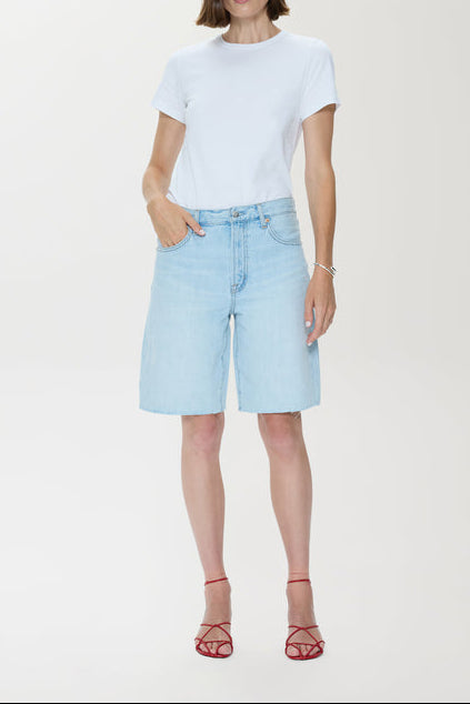 Pistola Nolan Relaxed Straight Cut Off Postcards Vintage at boltranchstore.com free shipping womens shorts long shorts knee length shotrs light denim short summer outfit 