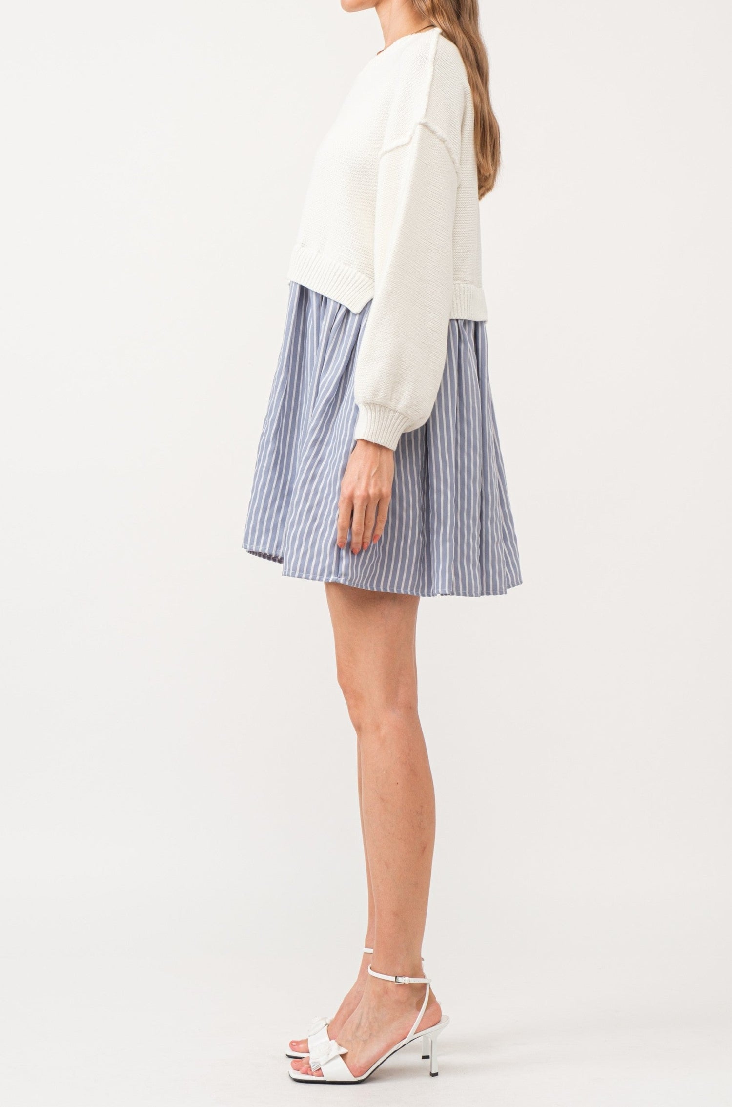 Isabel Sweater Dress w/ Striped Skirt