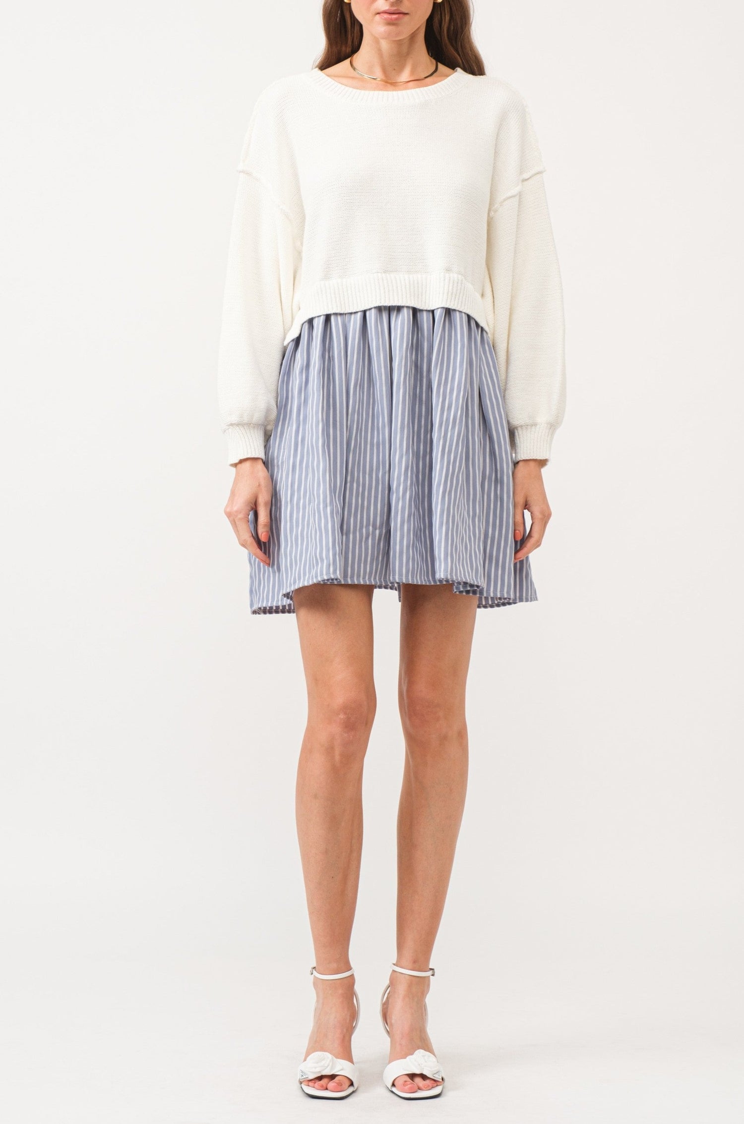 Isabel Sweater Dress w/ Striped Skirt