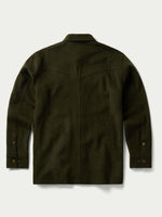 Schaefer Wool Overshirt Olive clean shoulder line and straight hem for everyday cowboy style