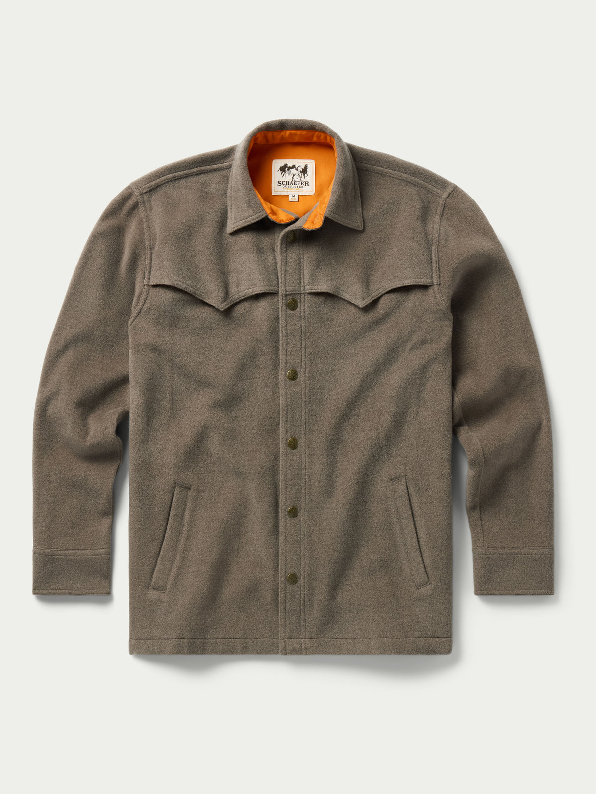 Schaefer Wool Overshirt Taupe taupe wool blend overshirt with western yoke mens western clothing Utah SKU 2103TE