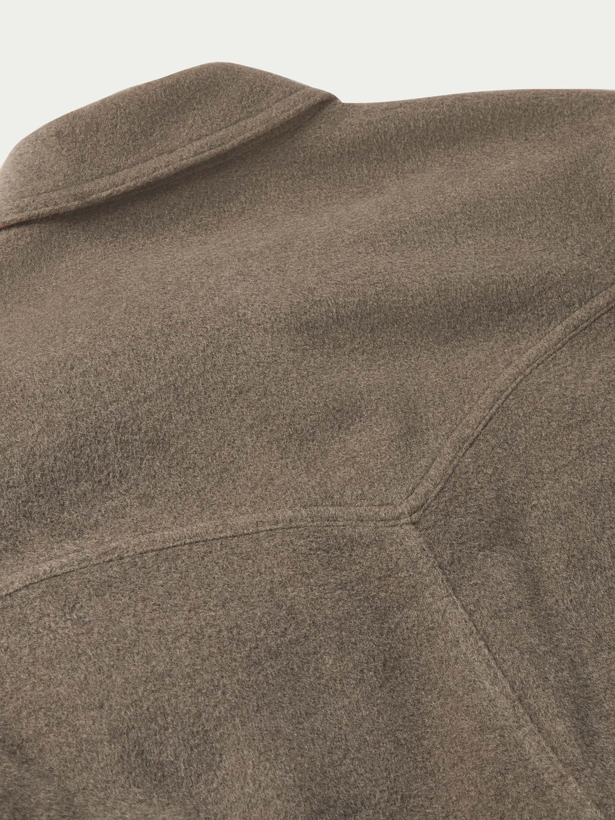 Schaefer Wool Overshirt Taupe angled hand pockets and snap chest pockets behind the yoke Park City