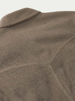 Schaefer Wool Overshirt Taupe angled hand pockets and snap chest pockets behind the yoke Park City