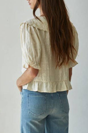 Wendy Woven Embroidered Collar Blouse