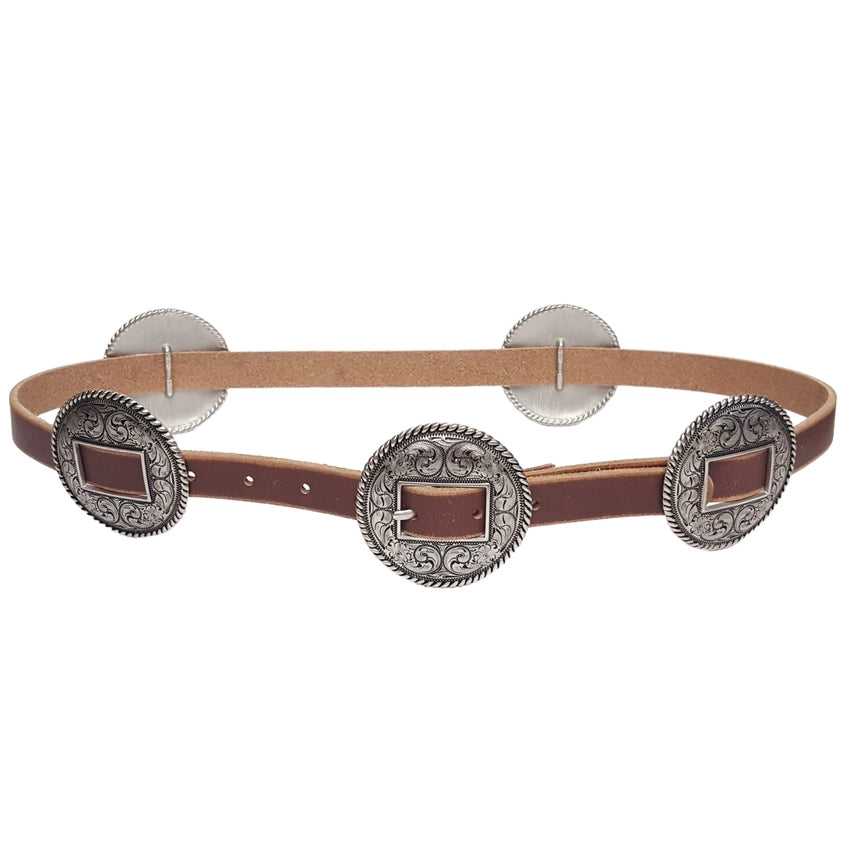 Distressed Leather Belt w Round Conchos