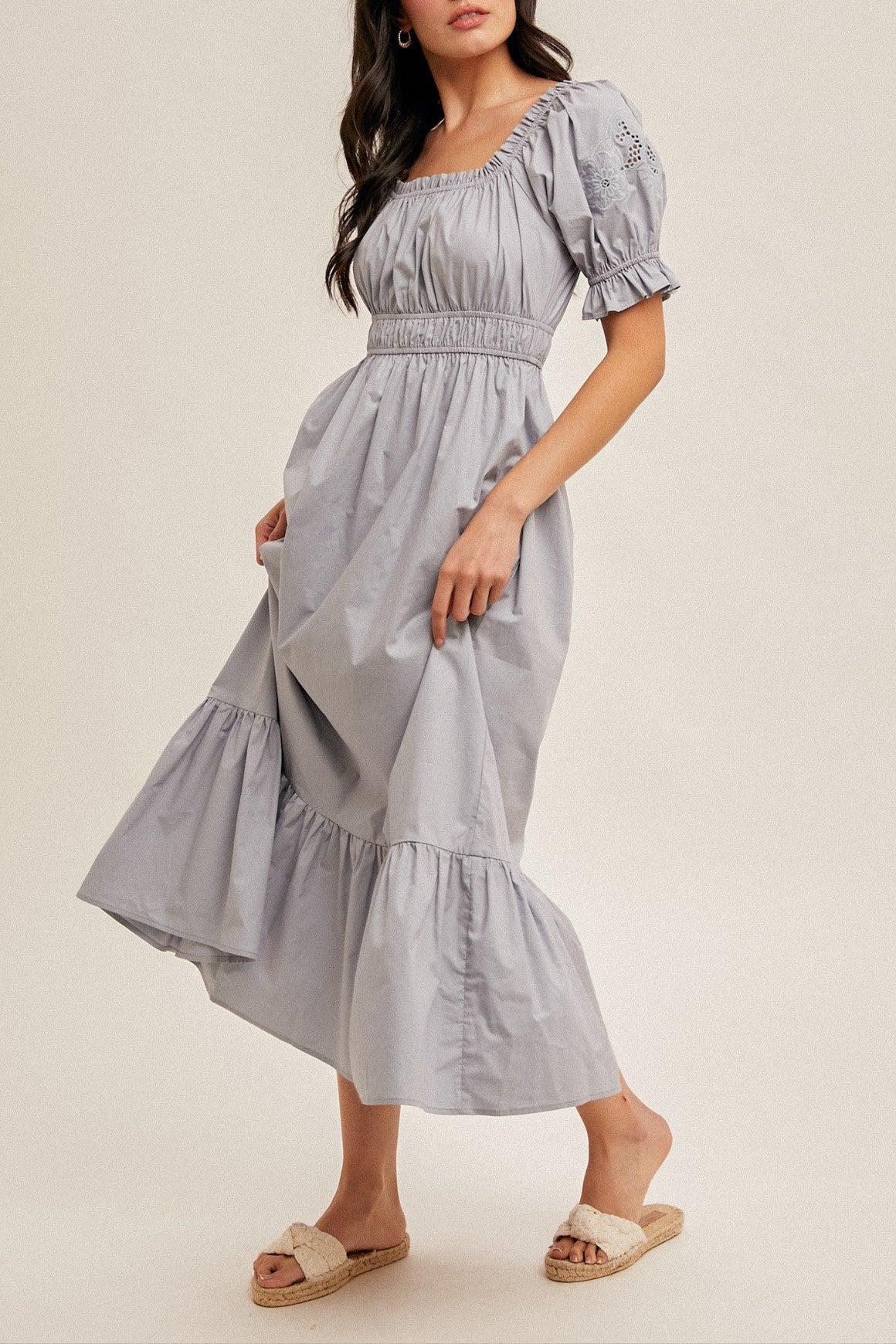 Sicely Eyelet Embroidered Dress womens blue casual summer dress at Boltranchstore.com free shipping viral knockoff