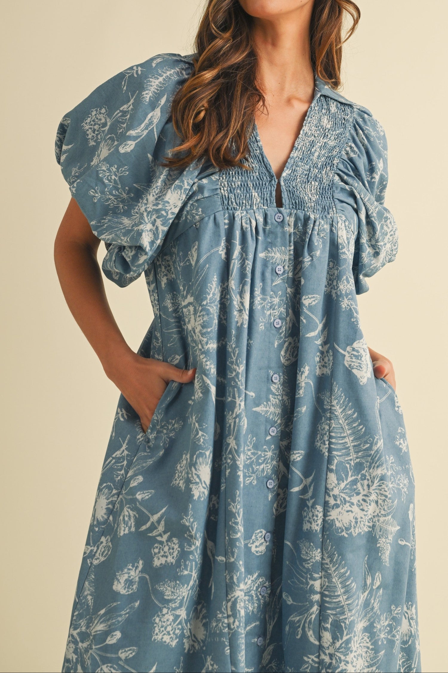 Lyla Floral Chambray Dress