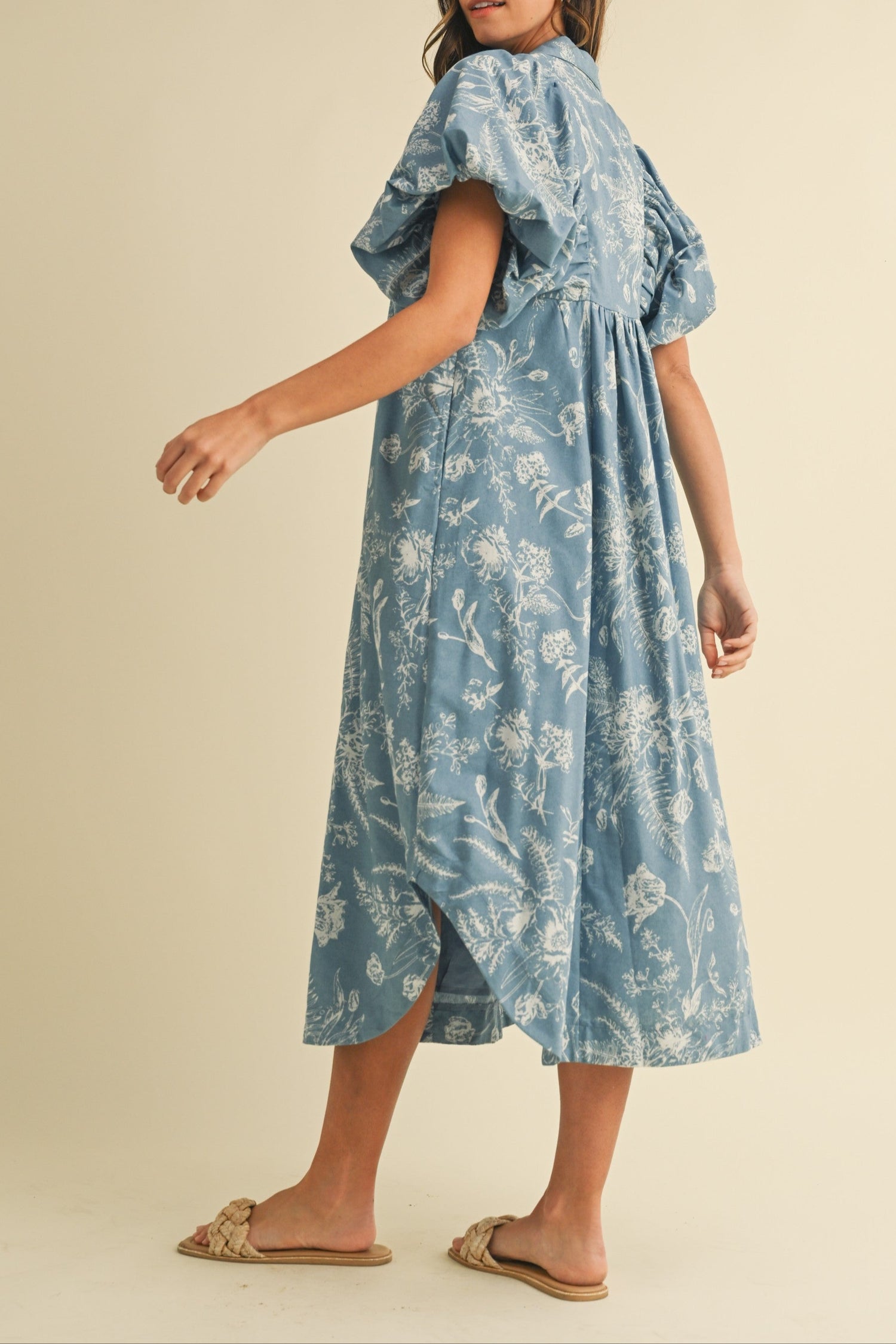 Lyla Floral Chambray Dress