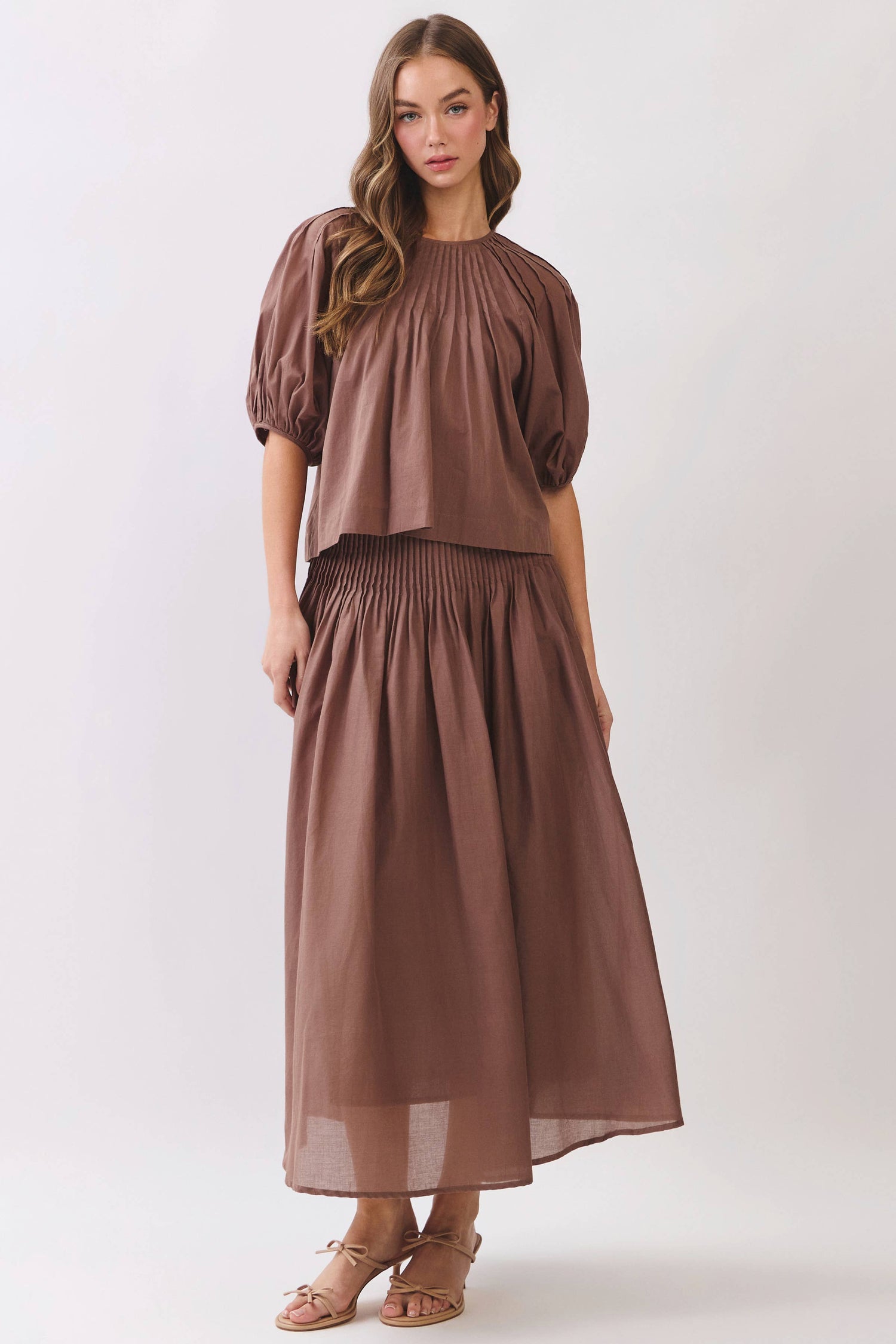 Pintuck Puff Sleeve Top