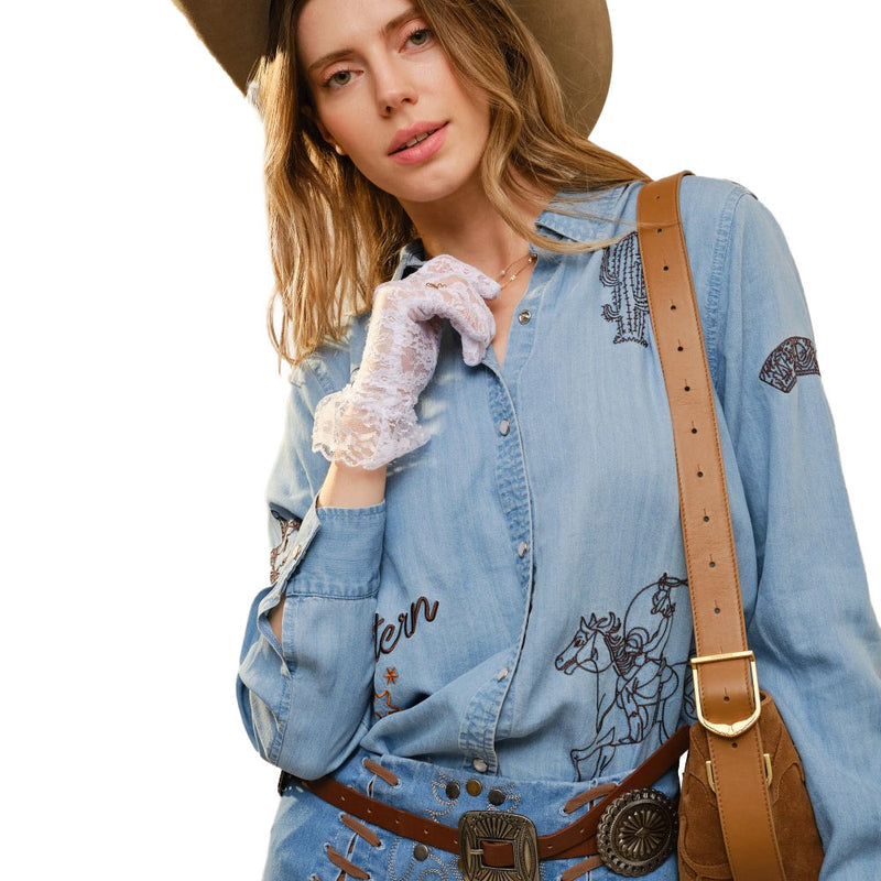 Sally Western Embroidered Snap Shirt