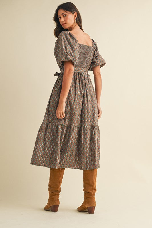 Shay Floral Pin Tuck Dress