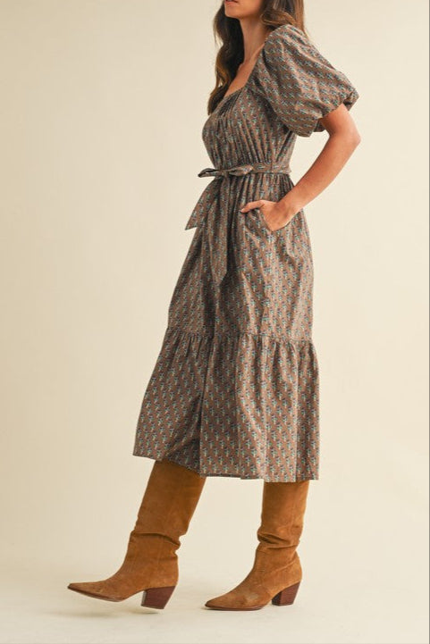 Shay Floral Pin Tuck Dress