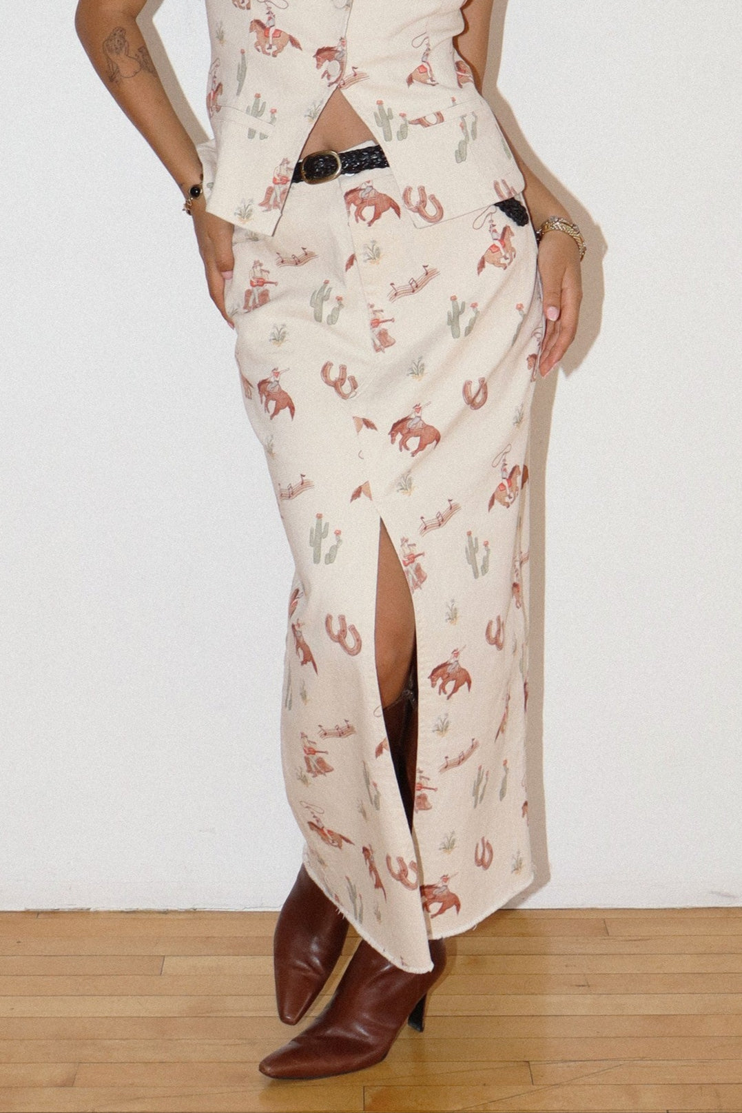 Rodeo Maxi Skirt With Front Slit by Bailey Rose. womens western fashion free shipping Boltranchstore.com