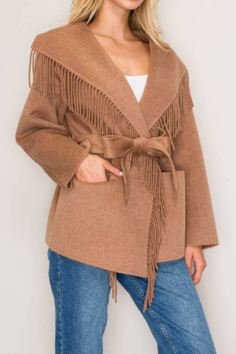 Willa Wool Fringe Wrap Jacket