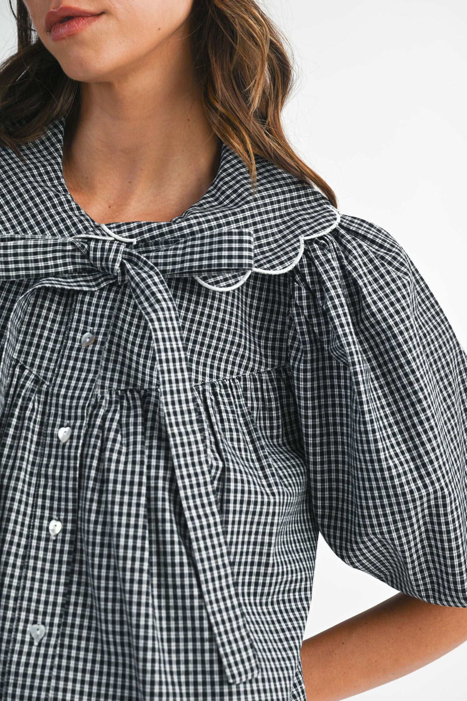 Anika Gingham Front Tie Shirt