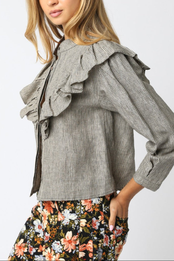 Tiana Stripe Ruffle Shirt