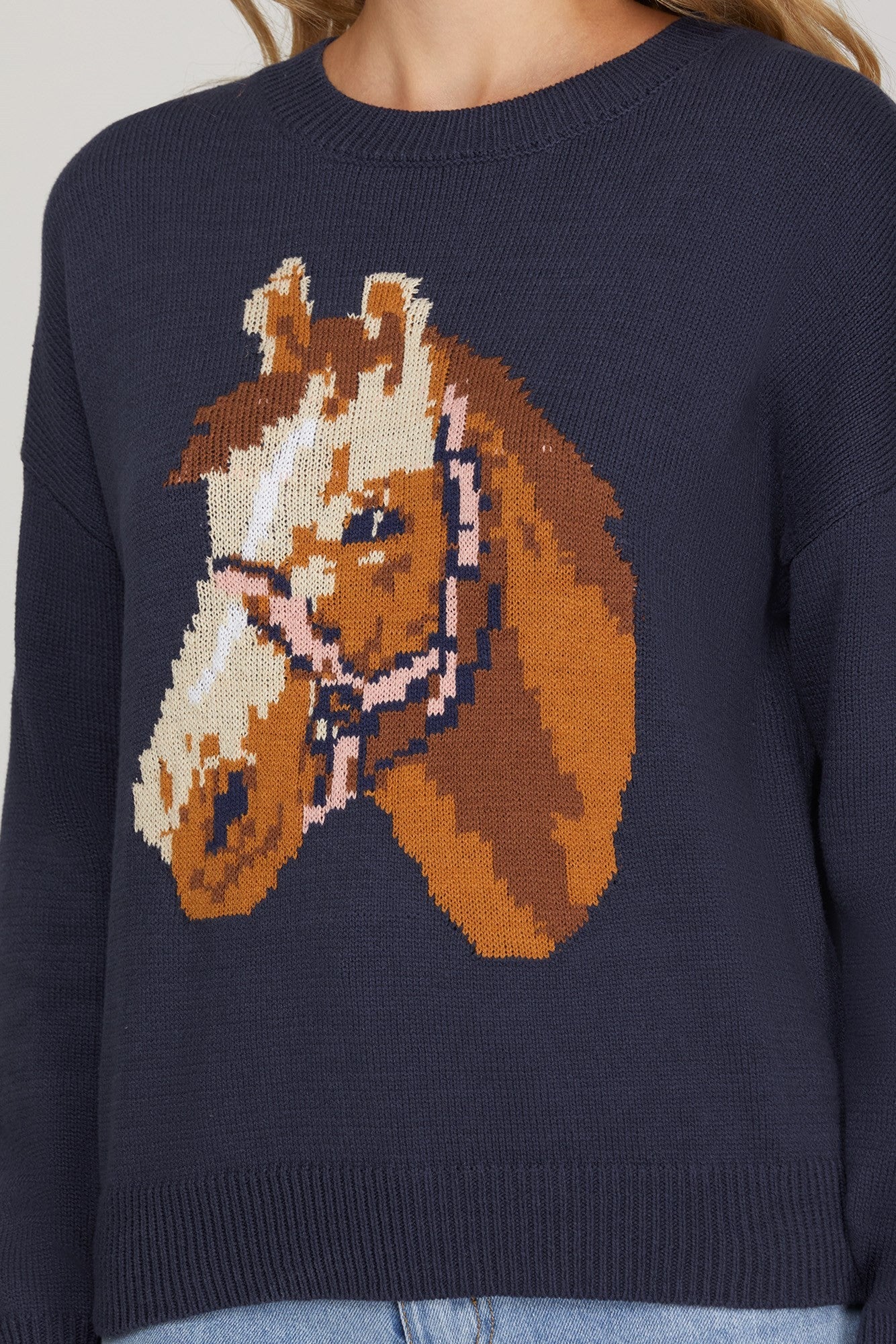Navy Horse Sweater