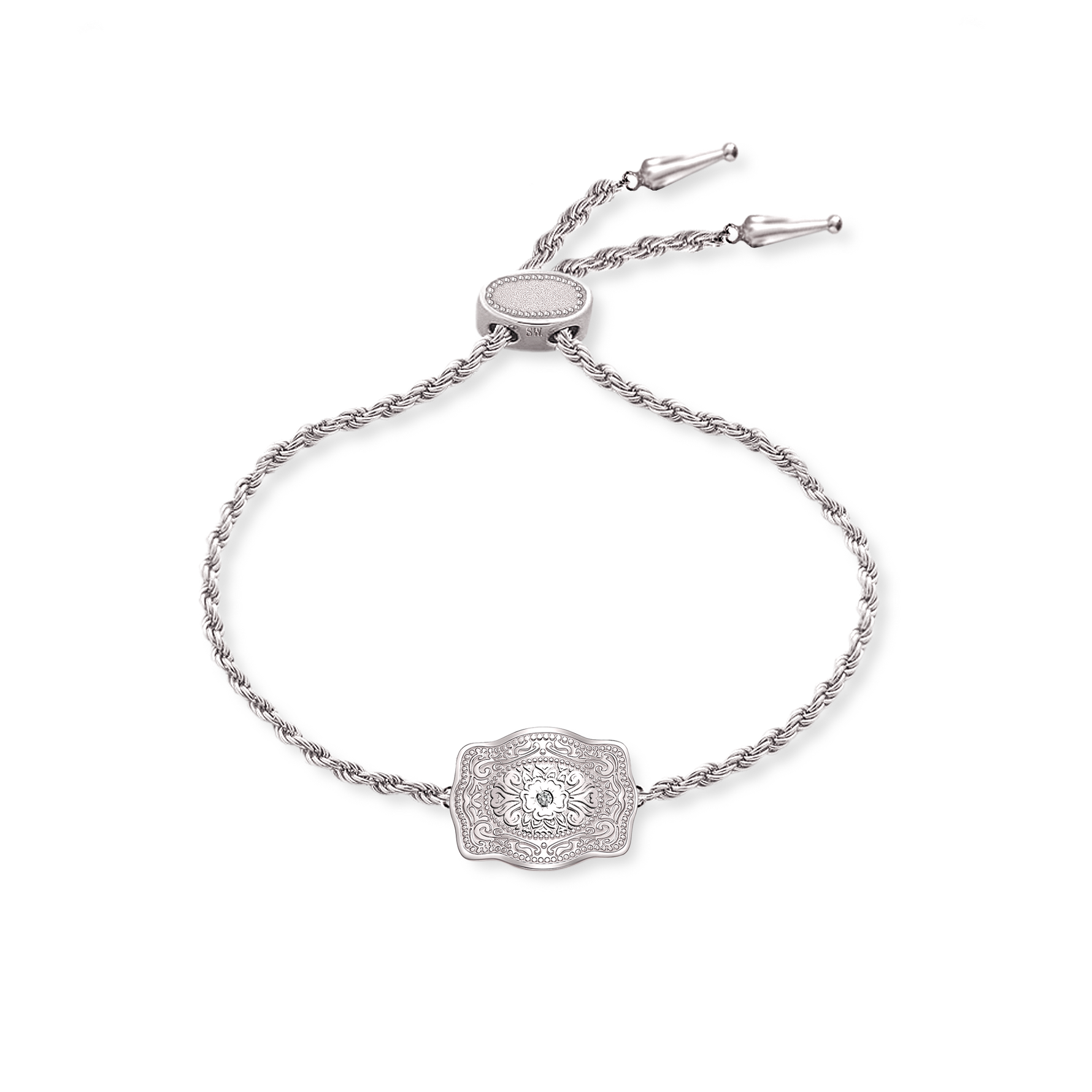 Ultra Mini Belt Buckle Bracelet Amelia Rose in Silver womens jewelry gift cowgirl western attire at Boltranchstore.com