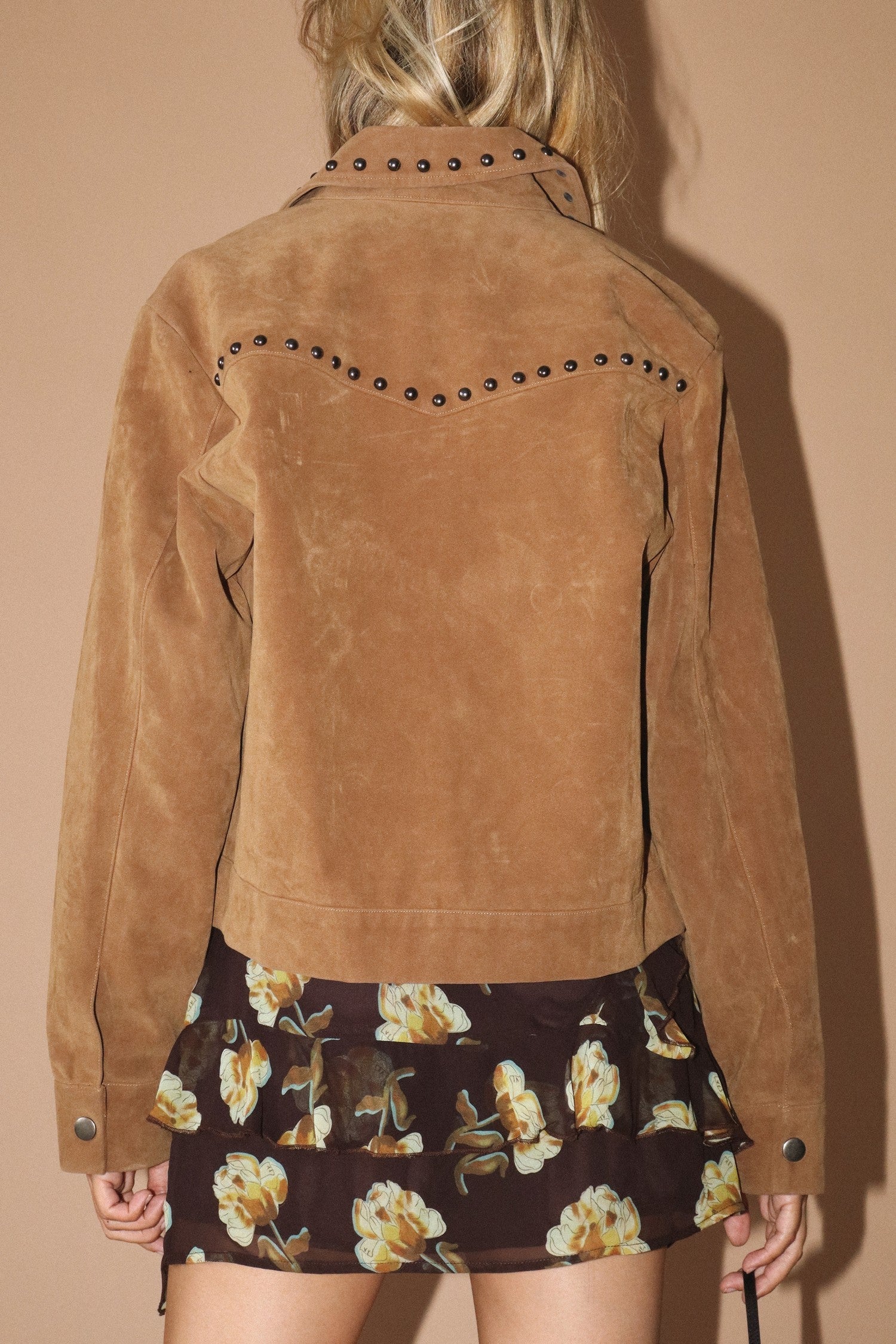Camel Suede Studded Jacket