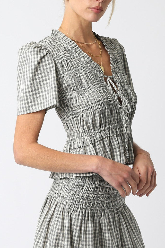 Rory Gingham Ruffled Top