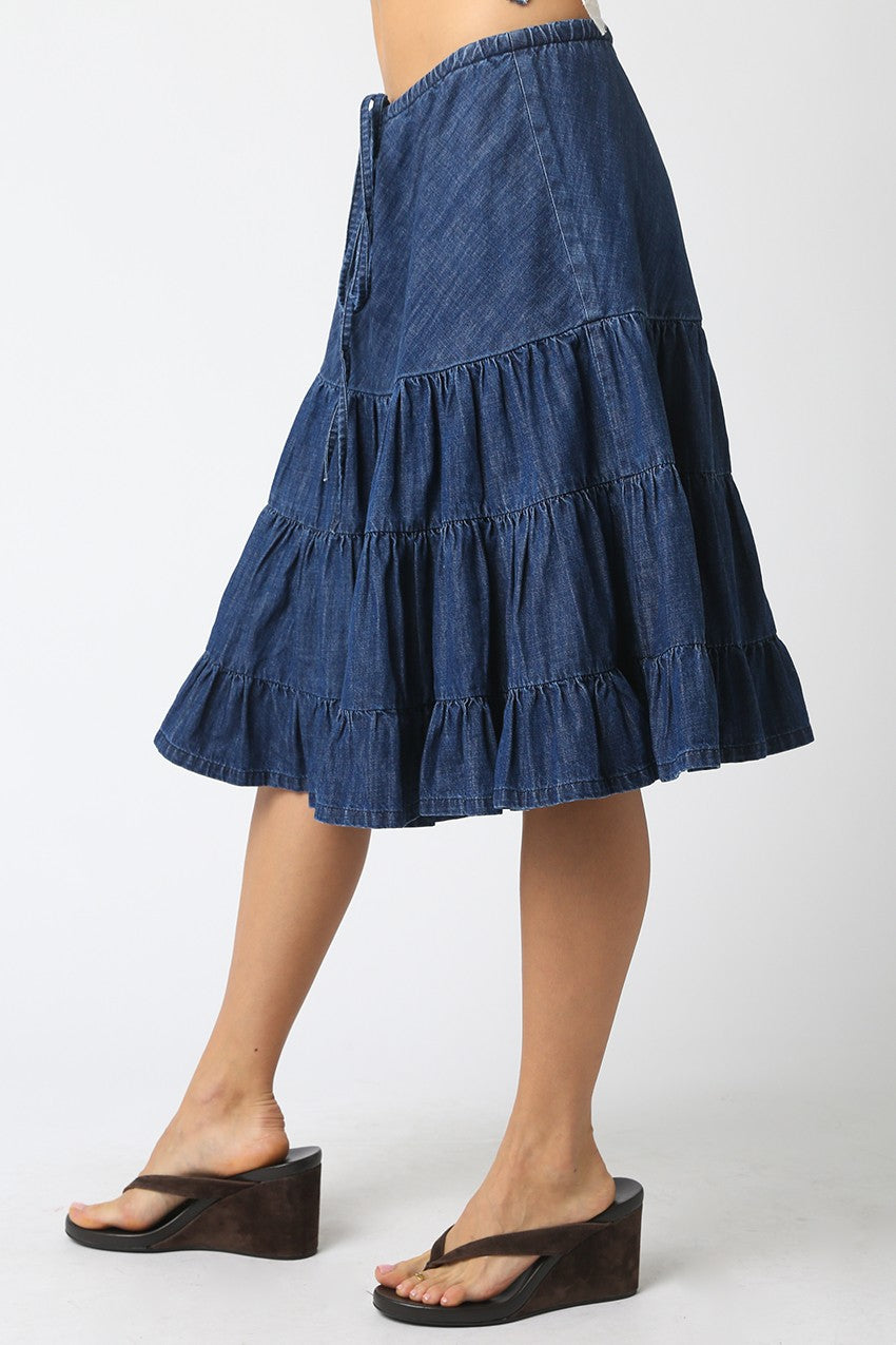 Jennifer Ruffle Denim Skirt