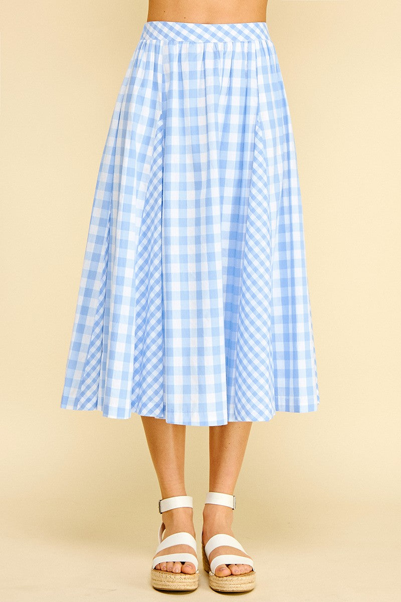 Jayda Pleated Gingham Skirt