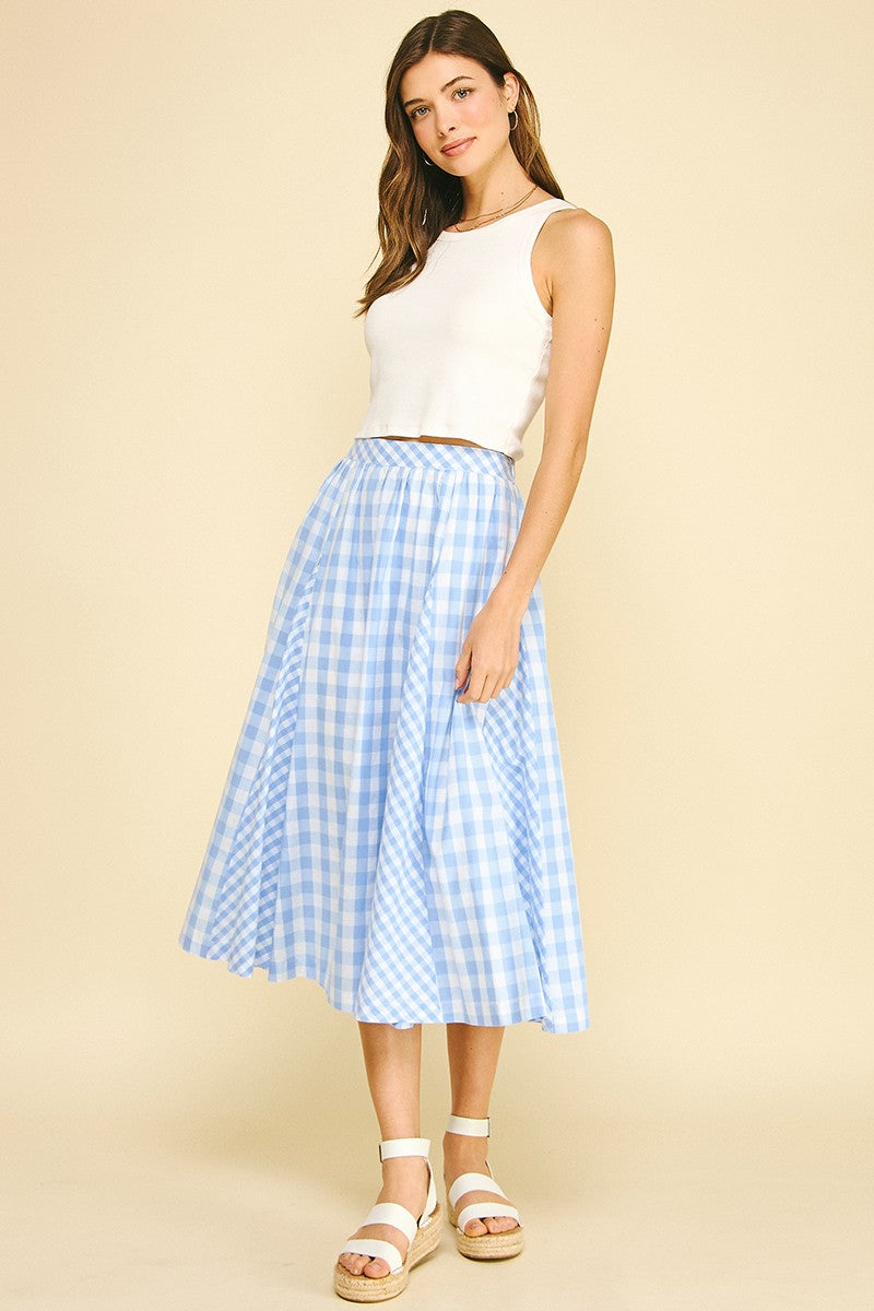 Jayda Pleated Gingham Skirt