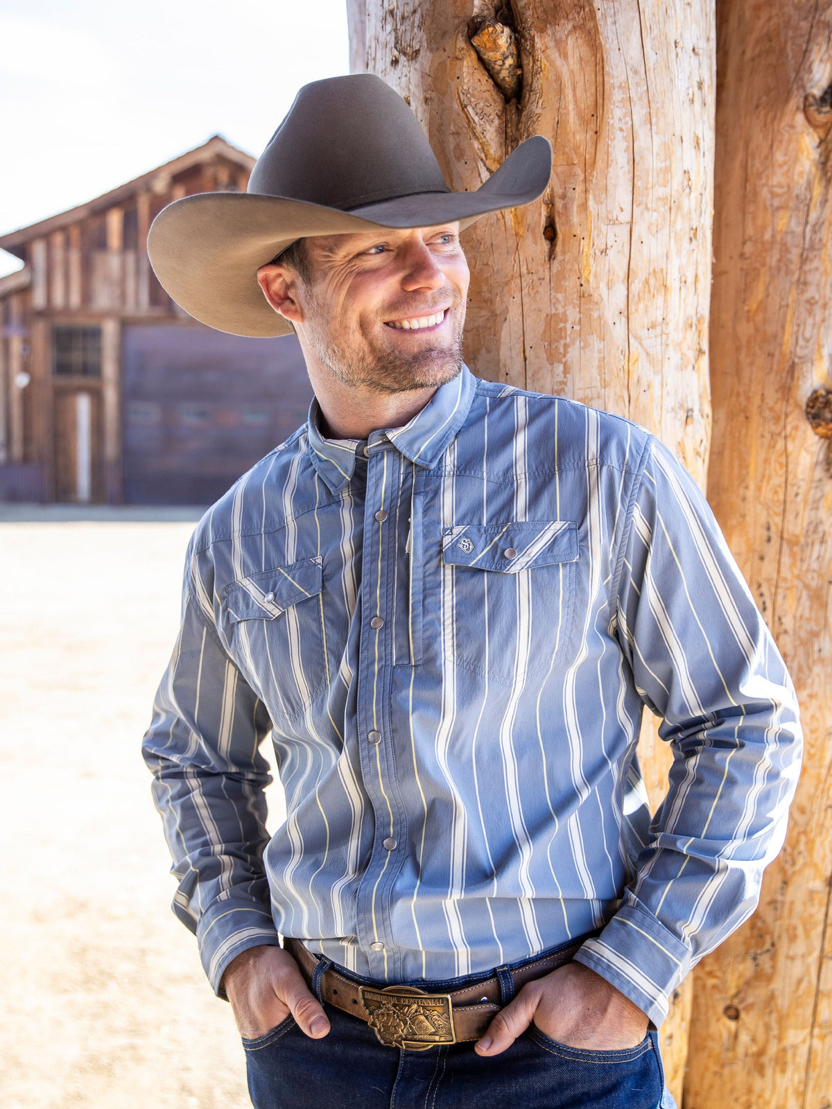 Schaefer Rangetek Western Guide Snap Shirt Rusk zach top free shipping at boltranchstore.com mens western blue striped cowboy shirt spring 2026