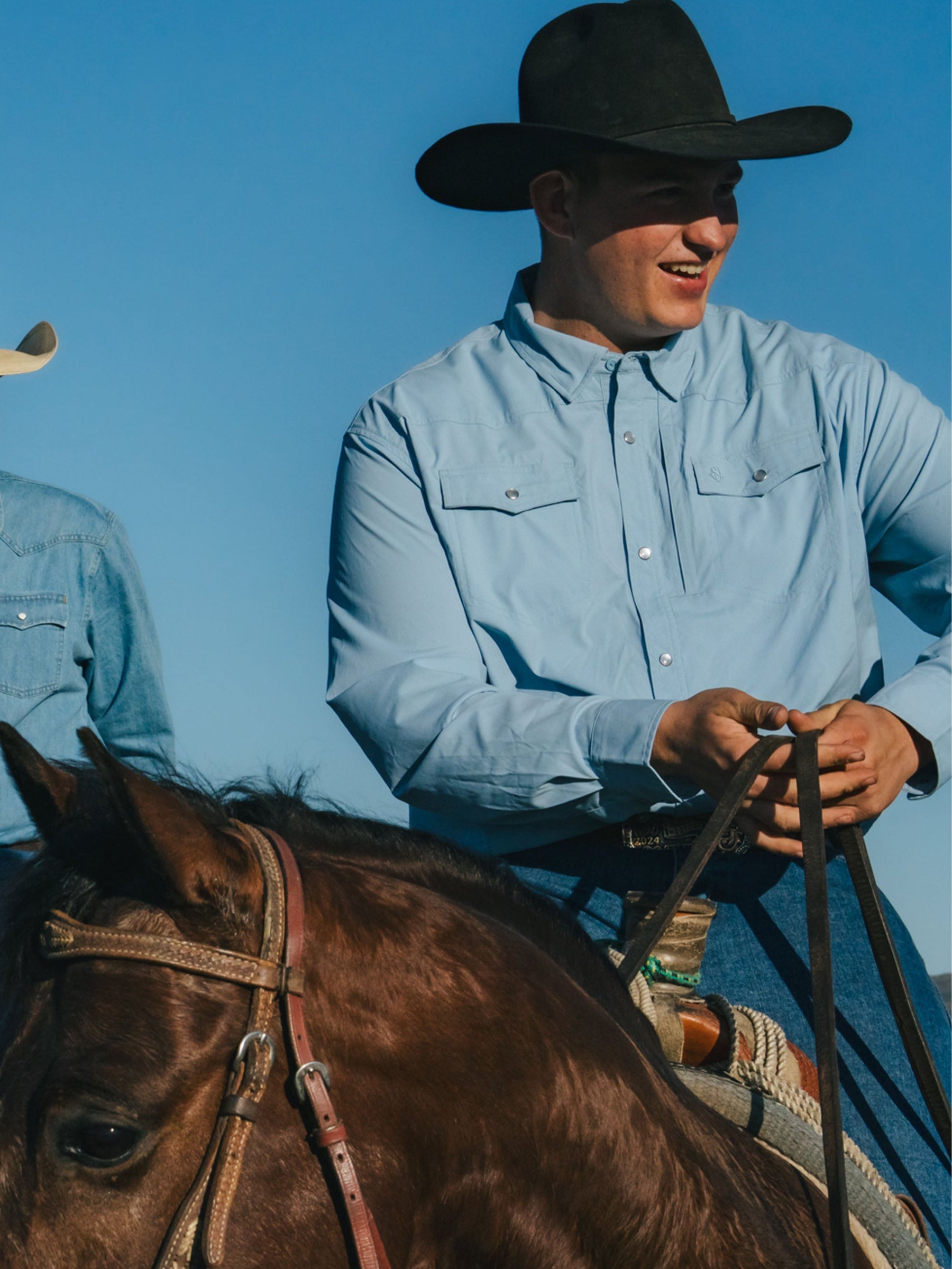 Schaefer Mens RangeTek Western Guide Snap Shirt Sky – Bolt Ranch Store