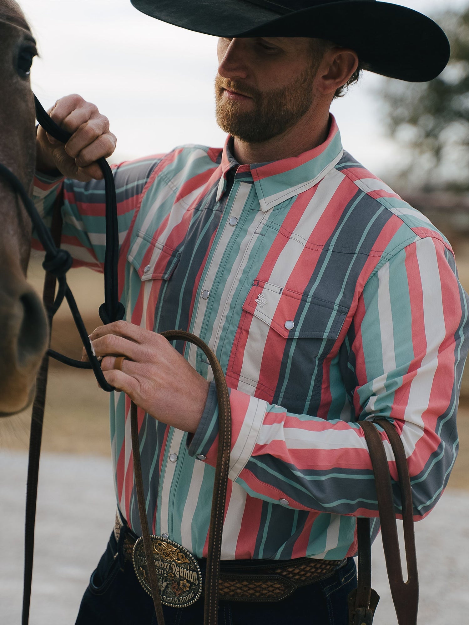 Schaefer Mens RangeTek Western Guide Snap Shirt Watermelon FREE SHIPPING AT  BOLTRANCHSTORE.COM WESTERN SHIRT  ZACH TOP