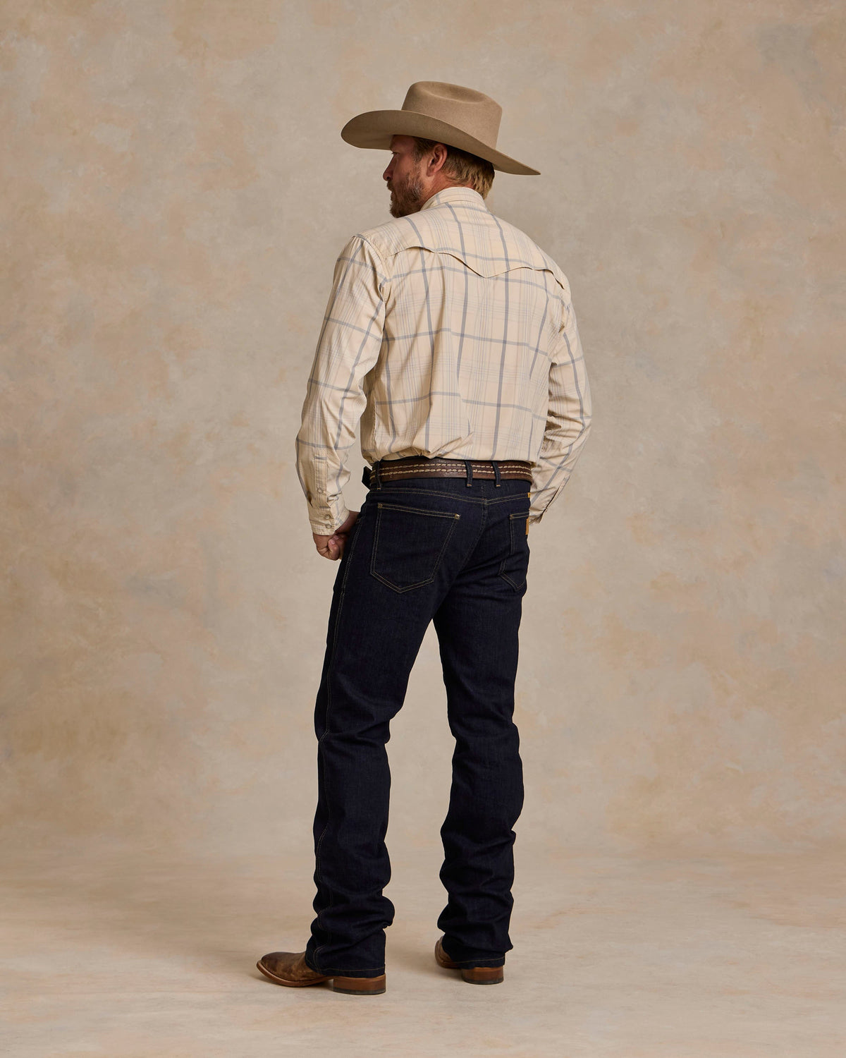 Schaefer Ranch Flex Boot Cut Dungarees Dark Rinse cowboy outfit built for chores in the barn and town in Kamas