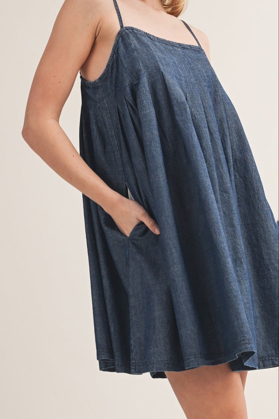 Womens mini denim dress with pockets Boltranchstore.com spring summer sleeveless cute teens dress casual with boots Western Style Free Shipping country music concert outfit
