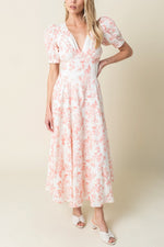 Arden blush dress olivaceous womens spring summer floral puff sleeve dress v neck Boltranchstore.com party wedding guest bridesmaid free shipping