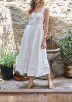 Selina Lace Trim Midi Dress red white womens summer sleeveless dress Boltranchstore.com Spring summer dress Free Shipping