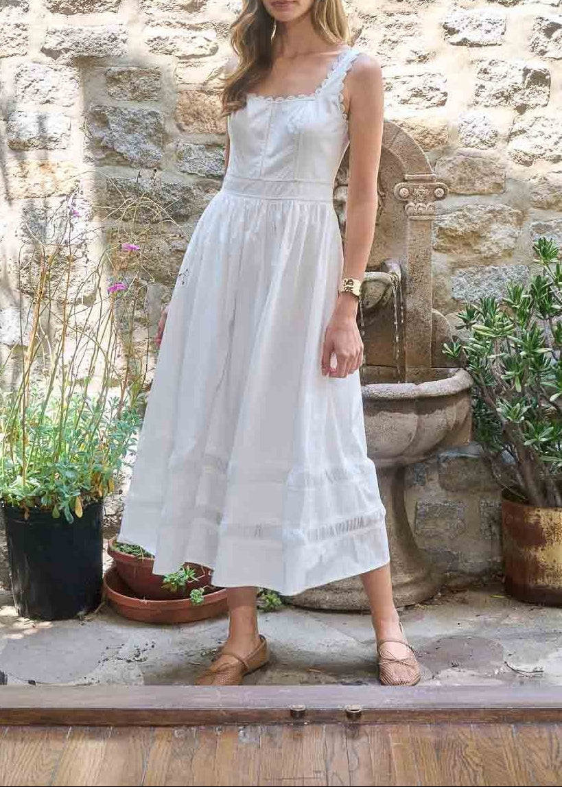 Selina Lace Trim Midi Dress red white womens summer sleeveless dress Boltranchstore.com Spring summer dress Free Shipping