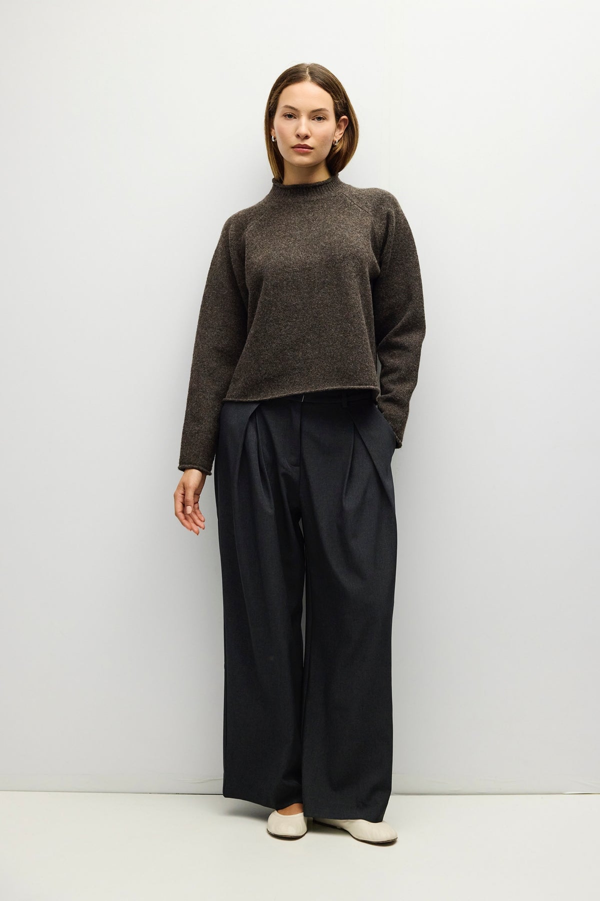 Connie Rolled Neck Raglan Sweater