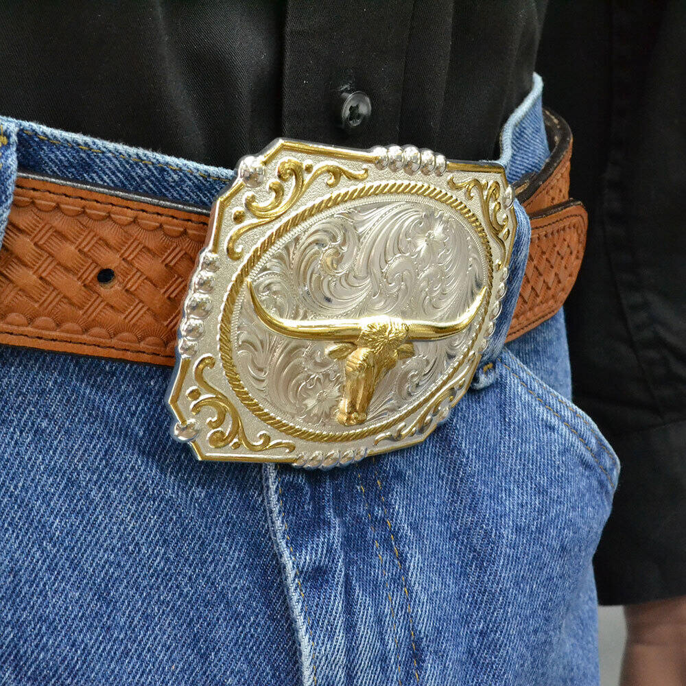 Montana Silversmiths Cowboy Cameo Buckle with Longhorn