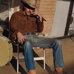 Stetson Mens Roughout Suede Brown Shirt Jacket western outerwear for fall rodeo season