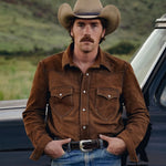 Stetson Mens Roughout Suede Brown Shirt Jacket rugged cowboy layer for ranch work and town