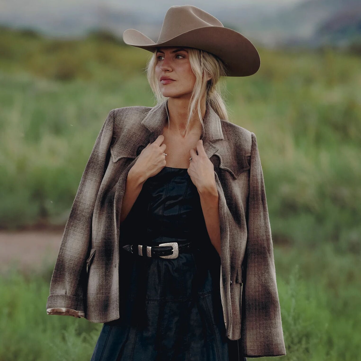 Stetson Black Leather Tank Dress sleeveless tank silhouette in smooth black leather western fashion